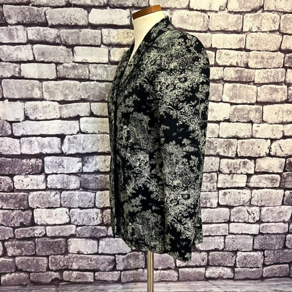 🎉Host Pic🎉Le Suit Black & Beige Long Sleeve Blazer Jacket Size 6 - Picture 4 of 9